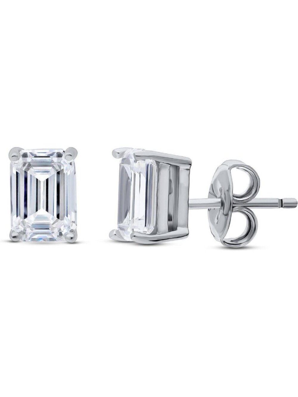 Sterling Silver Gold Flashed CZ Solitaire Stud Earrings for Women & Men